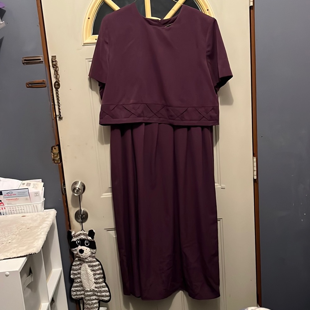 Women’s special event plum short sleeve long length dress